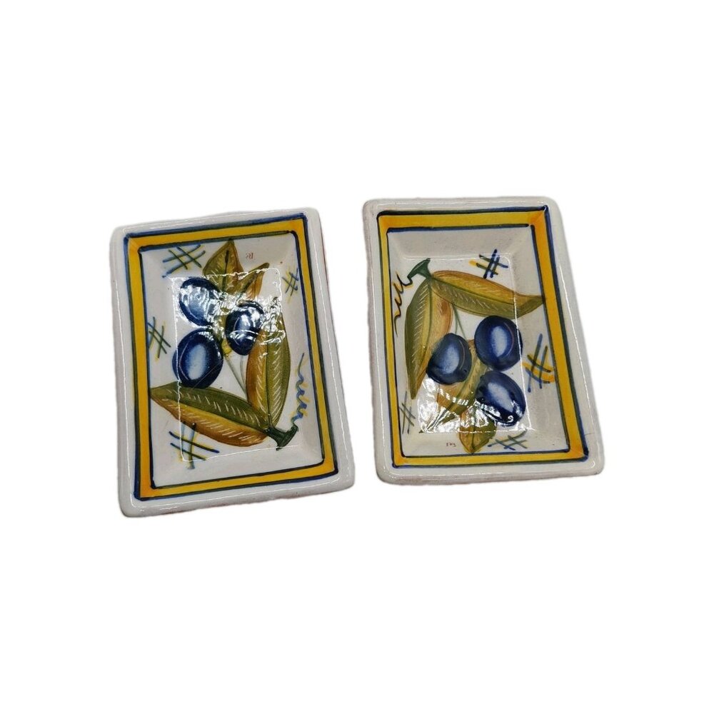 Casafina Alentejo Terra Cotta Olive Dish 4"x2.5" Set Of 2 Portugal  Rectangle